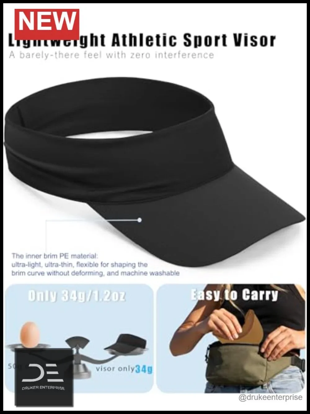 Cooling Stretchy Visor Hat Unisex Sun Visor UPF 50 Lightweight Sports